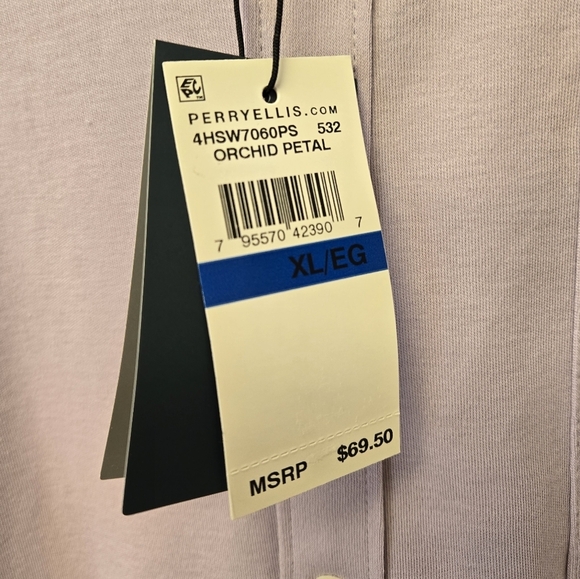 Perry Ellis Untucked Knit Button Down Shirt Orchid Petal Purple XL - Picture 5 of 7